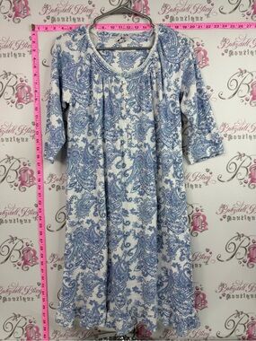 Aria dress button up style floral Blue and White Paisley comfy Dress